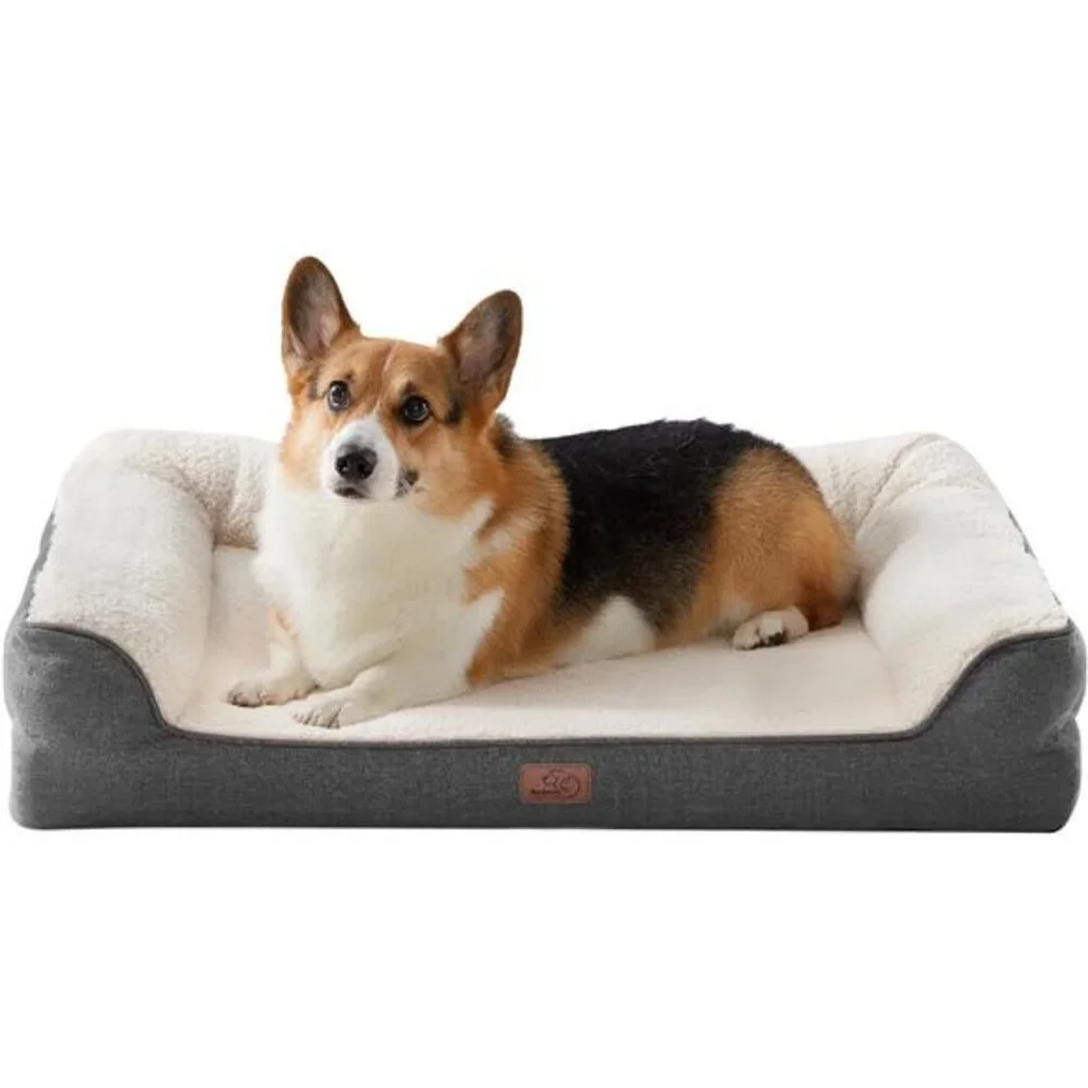 Memory Foam Dog Bed - Orthopedic Foam, Waterproof Layer and Nonskid Bottom, Grey